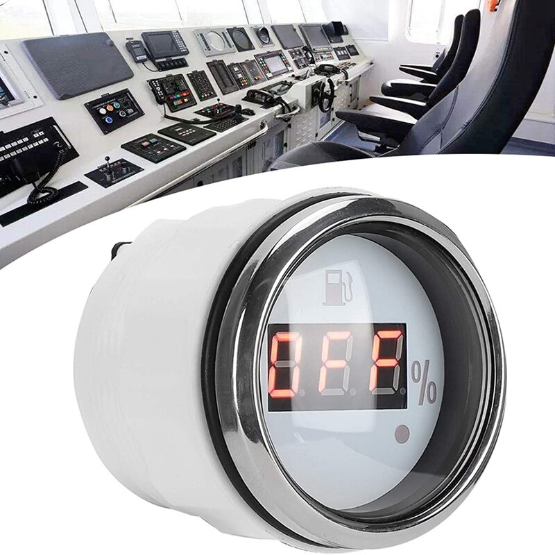 52mm Digital Fuel Level Gauge 0-190Ohm 240-33Ohm Universal Oil Tank Level Indicator Red Backlight with Alarm