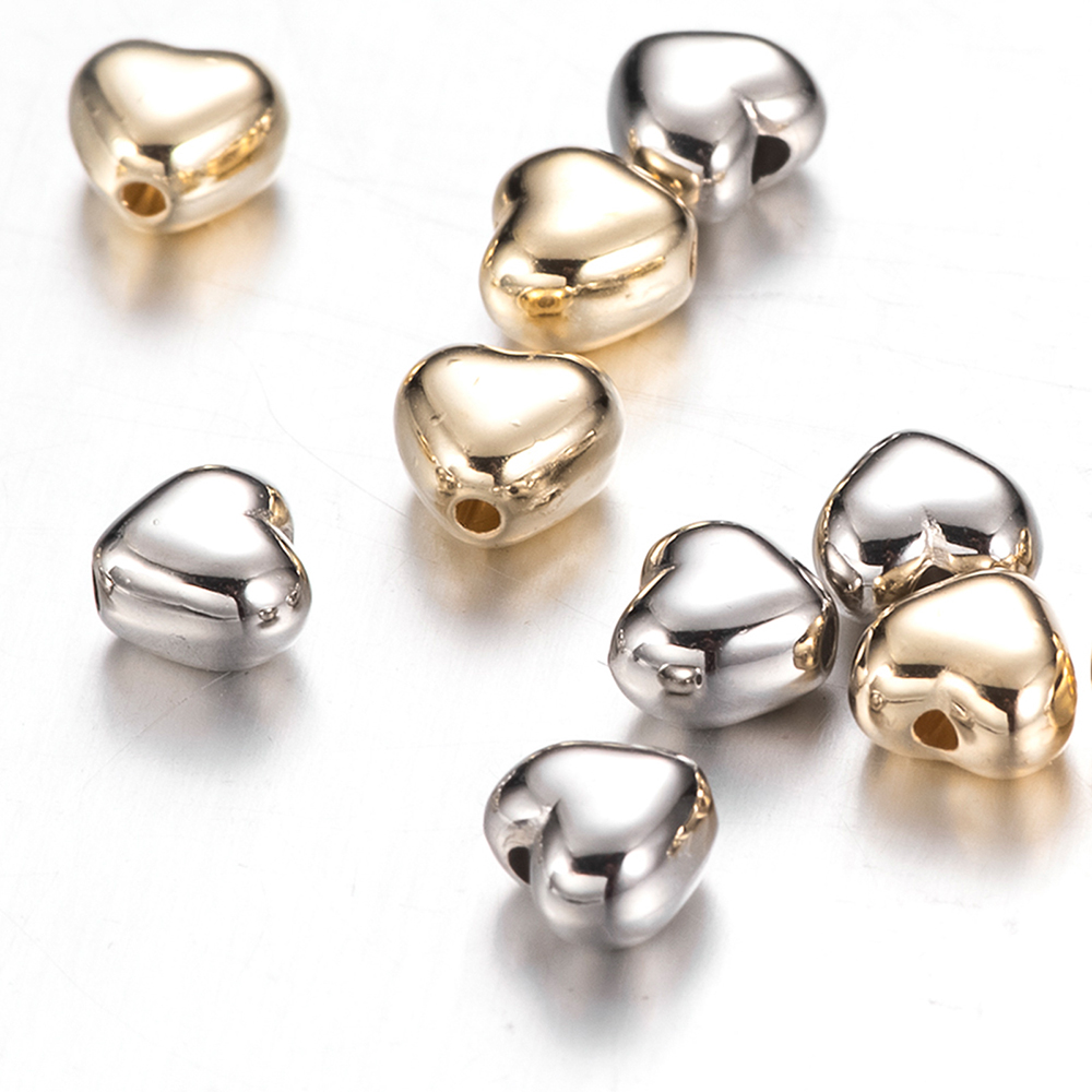 100 stücke 6mm Liebe Herz Gold Farbe Silber Farbe verlieren Abstand Halfter ccb plattiert Kunststoff Acryl Perlen Schmuck machen finden Charme Perlen
