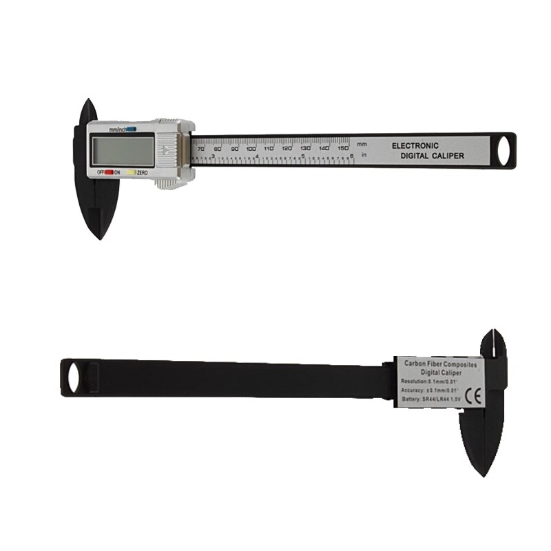 Calibrador Vernier Digital electrónico de acero inoxidable 6 pulgadas Digital 0-150mm Micrómetro de Metal herramienta de medición medidores: Plastic Black