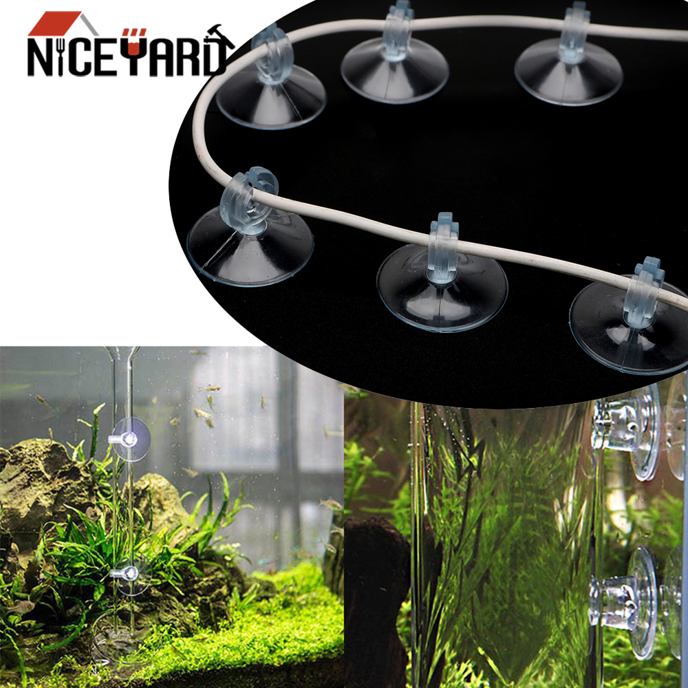 Niceyard 10 stykker akvarium iltslange sugekop luftrør termometer suge ilt pumpe fast klemme luftlednings slangeholder