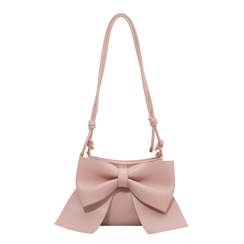 Texture Bow Small Bag Women&#39;s Bag 2022 Personality Simple Shoulder Underarm Bag All-match Messenger Bag