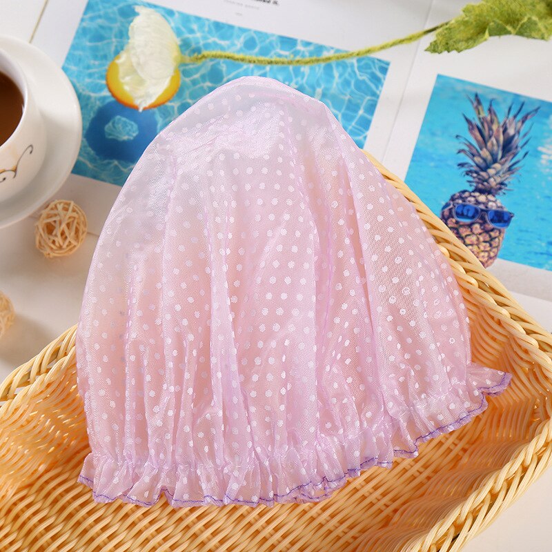 Waterproof Wave Point Bath Shower Cap Hat Elastic Shower Hat Reusable Bath Head Hair Cap For Women Salon Shower Bathroom: 06