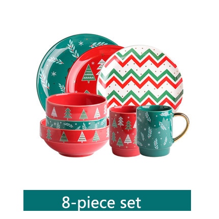 Christmas Cup Bowl Mug Christmas Party Tableware Set Porcelain Breakfast Plates Dishes Noodle Bowl Coffee Mug Tableware