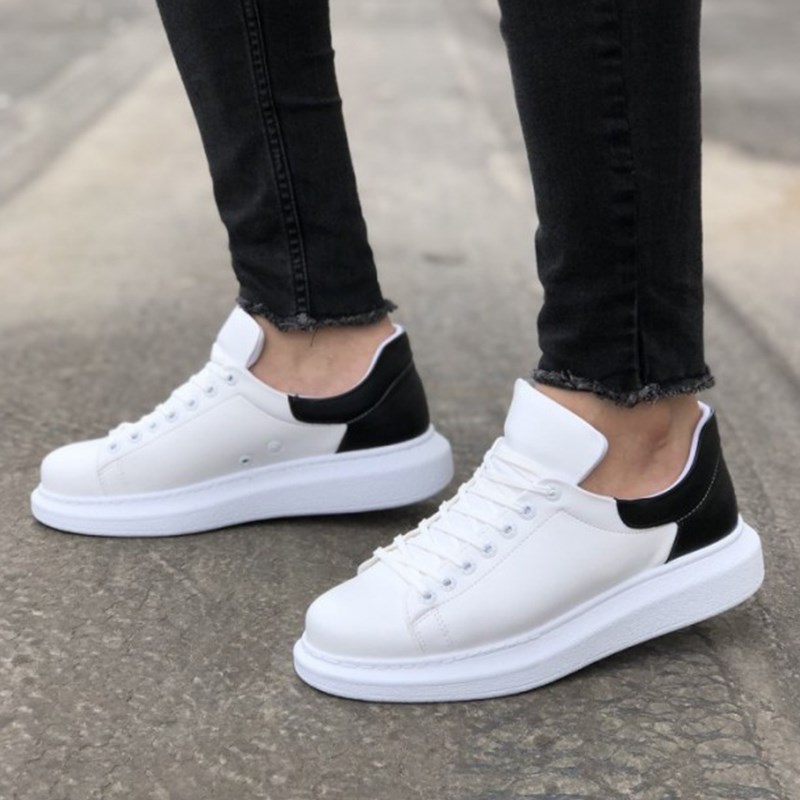 Chekich CH256 Blanco/negro con cordones para hombre estilo de correr de Zapatos de suela gruesa calcetines Zapatos Deportivos