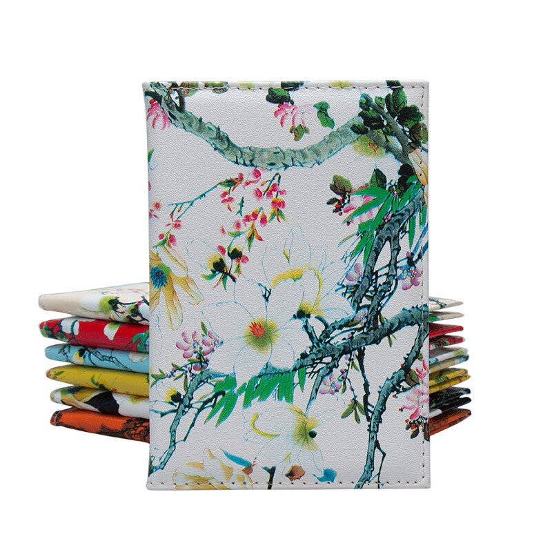 Zoukane Magnolia Pruim Boomtak Passport Cover Case Kaarthouder Reizen Accessoires Kleurrijke Paspoort Portemonnee ZSPC26: white