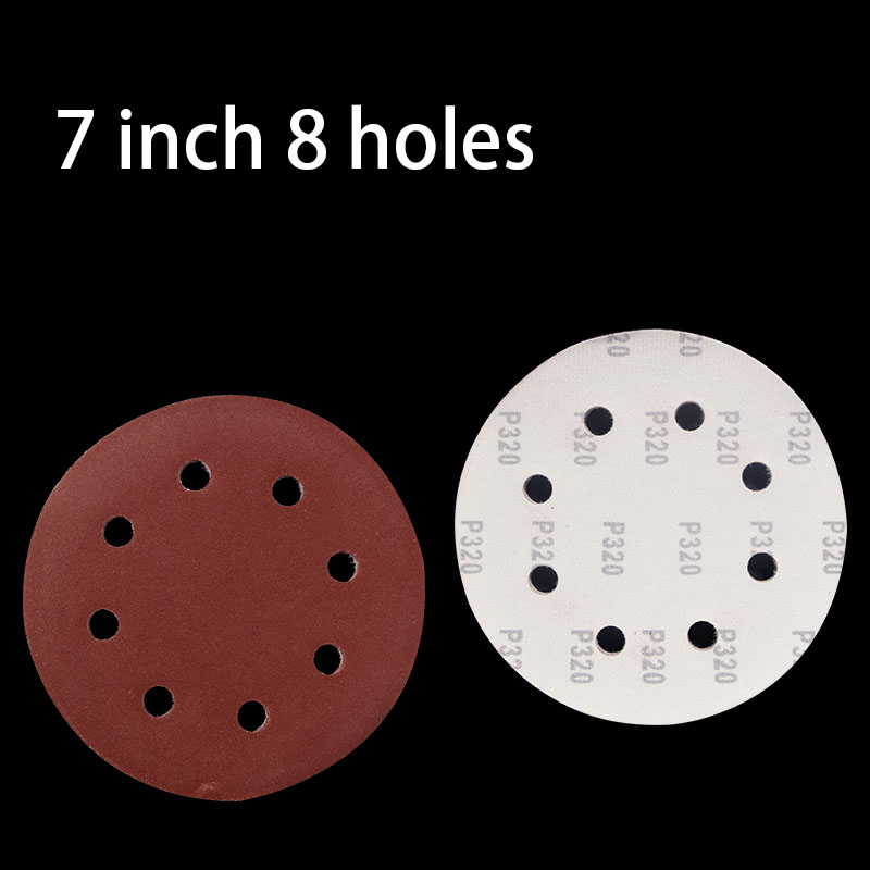 10pcs 7 Inch 8 Holes 180mm Red Round Shape Sanding Discs Hook Loop Paper Buffing Sheet Sandpaper Sander Polishing Pad Tools