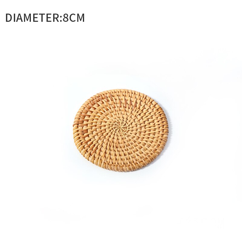 1pc runda naturliga rottingunderlägg skålplatta handgjorda isoleringsplattformar bordsstoppmattor köksdekorationstillbehör #1: 8cm