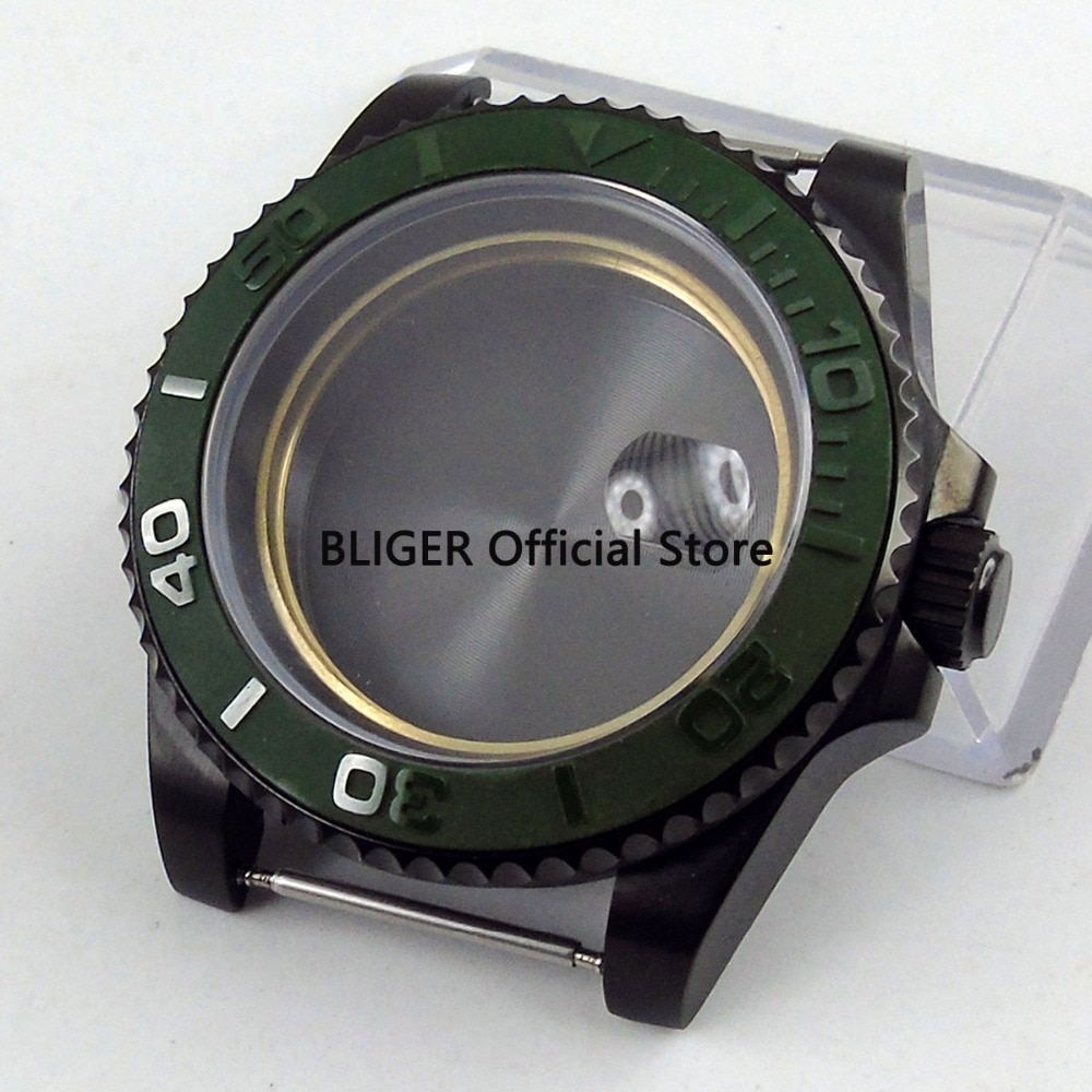 40 Mm Ss Pvd Coated Horlogekast Saffierglas Met Datum Vergrootglas Keramische Bezel Fit Eta 2836 Automatisch Uurwerk