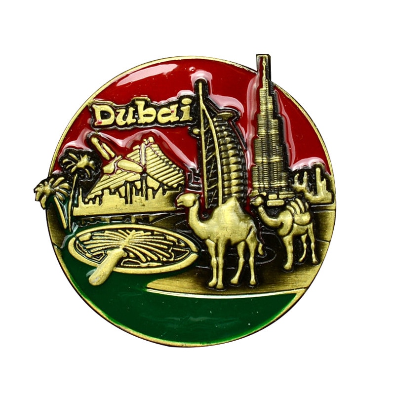 Fridge Magnet Souvenir Metal Craft Decorative Magnets Sticker Dubai Shanghai Egypt Sikkim Architectural Monuments Country Decor