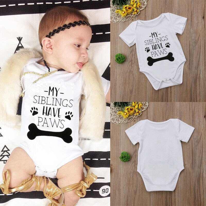 Tops Newborn Baby Boys Girls Bodysuit Jumpsuit Clothes Outfits Letter Clothing 0-18M