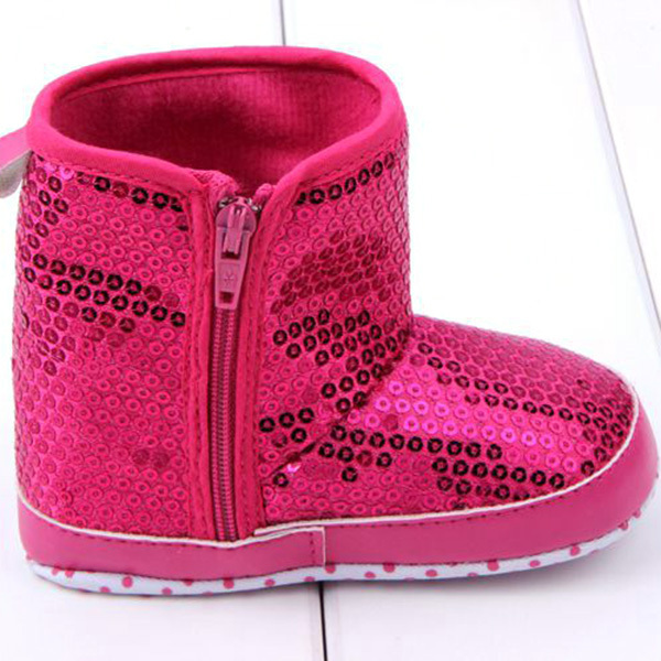 Chaussures à paillettes pour bébés filles | Bottes hautes, semelle souple antidérapante,: Rouge / 1