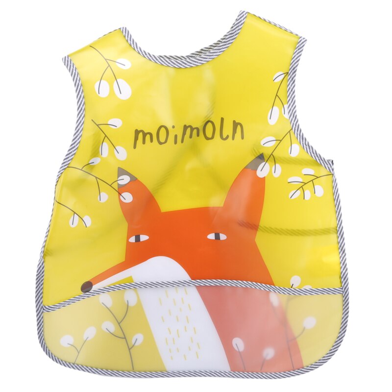 Bavoirs bébé EVA imperméable bavoirs d'alimentation dessin animé Animal impression tissu d'alimentation sans manches enfants bébé tablier Babador Bandana: A Yellow fox