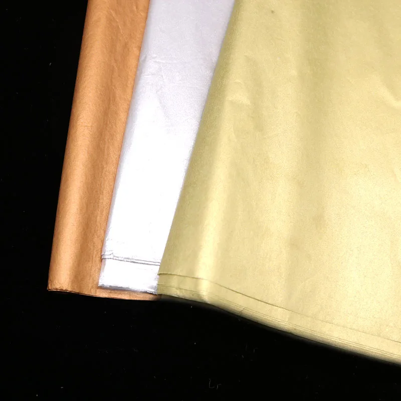 Lot de 20 feuilles de papier de soie, 50x70cm, motifs or, argent, rose, chaussures, vêtements, , floral, vin, emballage