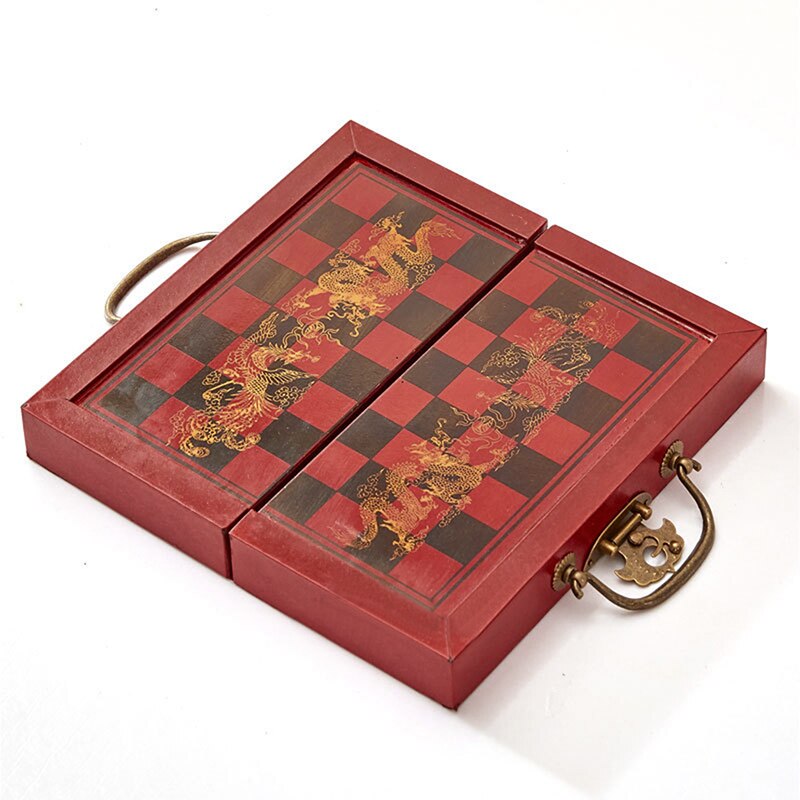 Chess Antique Three-dimensional Chess Resin Piece Small Folding Chess Board Set Travel Entertainment Parent-child