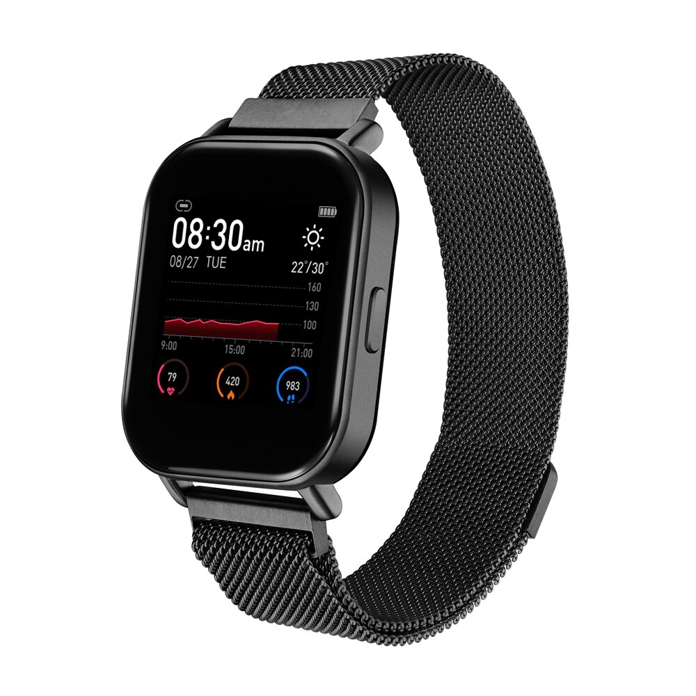 Bluetooth horloges fitness tracker lichaamstemperatuur hartslagmeter metronoom sportarmband smartwatch  r66: R66 metalen zwart