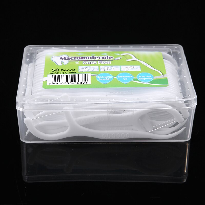 50Pcs/box Dental Floss Flosser Tooth Pick Toothpicks Hygiene Stick Oral Care Teeth Cleaning Interdental Brushes