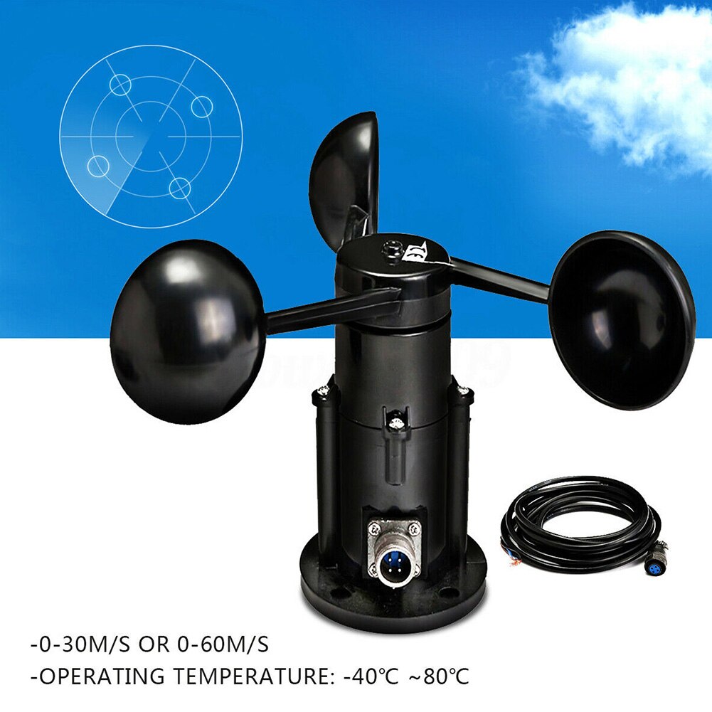 High Accuracy With Cable Three Cups Greenhouse Wide Use Instrument Anemometer Measurement Wind Speed Sensor Low Consumption 0-5V