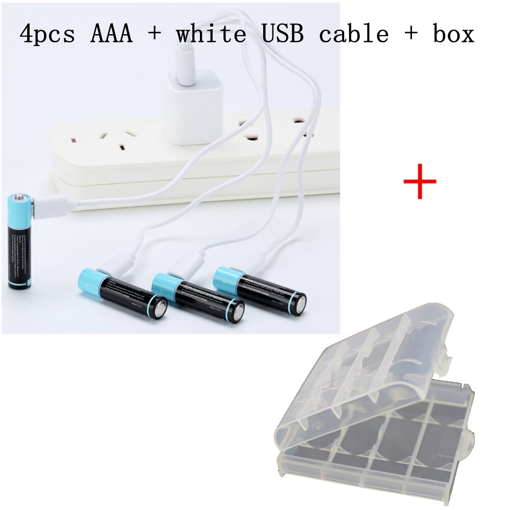 GTF AAA Akumulator 1.5V 450mAh USB - Do Zabawek i Pilotów: 4 szt. AAA białe pudełko USB