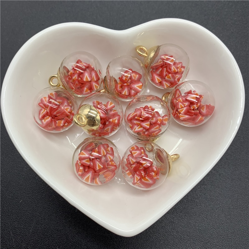 5 teile/los 16mm Mini Glas Flaschen Mit Obst Ton Charms Anhänger Perlen Für Schmuck Machen DIY Ohrring Charme: Grau