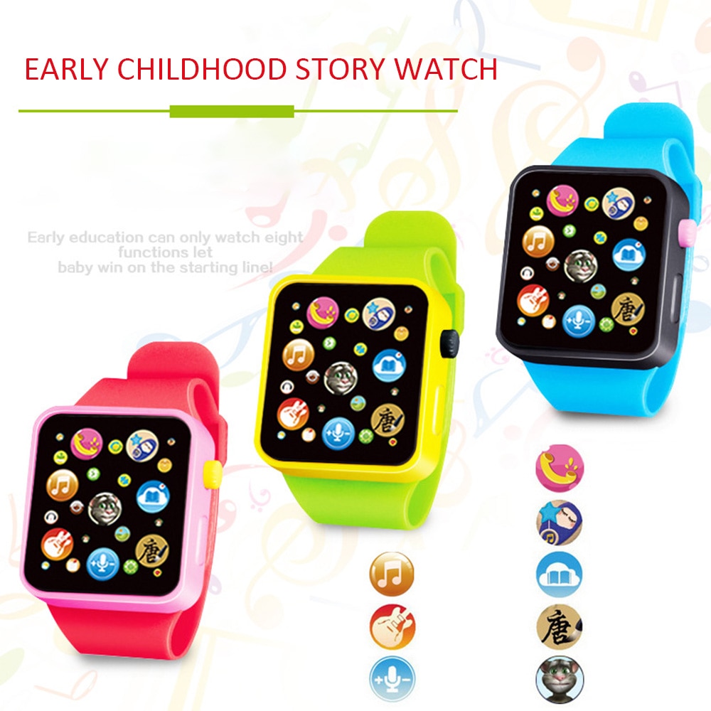 Kalender & Tijd smart watch Kinderen Vroege Onderwijs Speelgoed Polshorloge 3D Touch Screen Muziek Slimme Onderwijs Baby speelgoed rinkelen kids