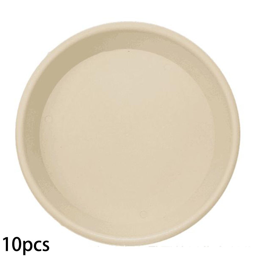 10Pcs Hydroponic Round Plant Pot Saucer Dish Water Drip Tray Drain Flower Base: Beige
