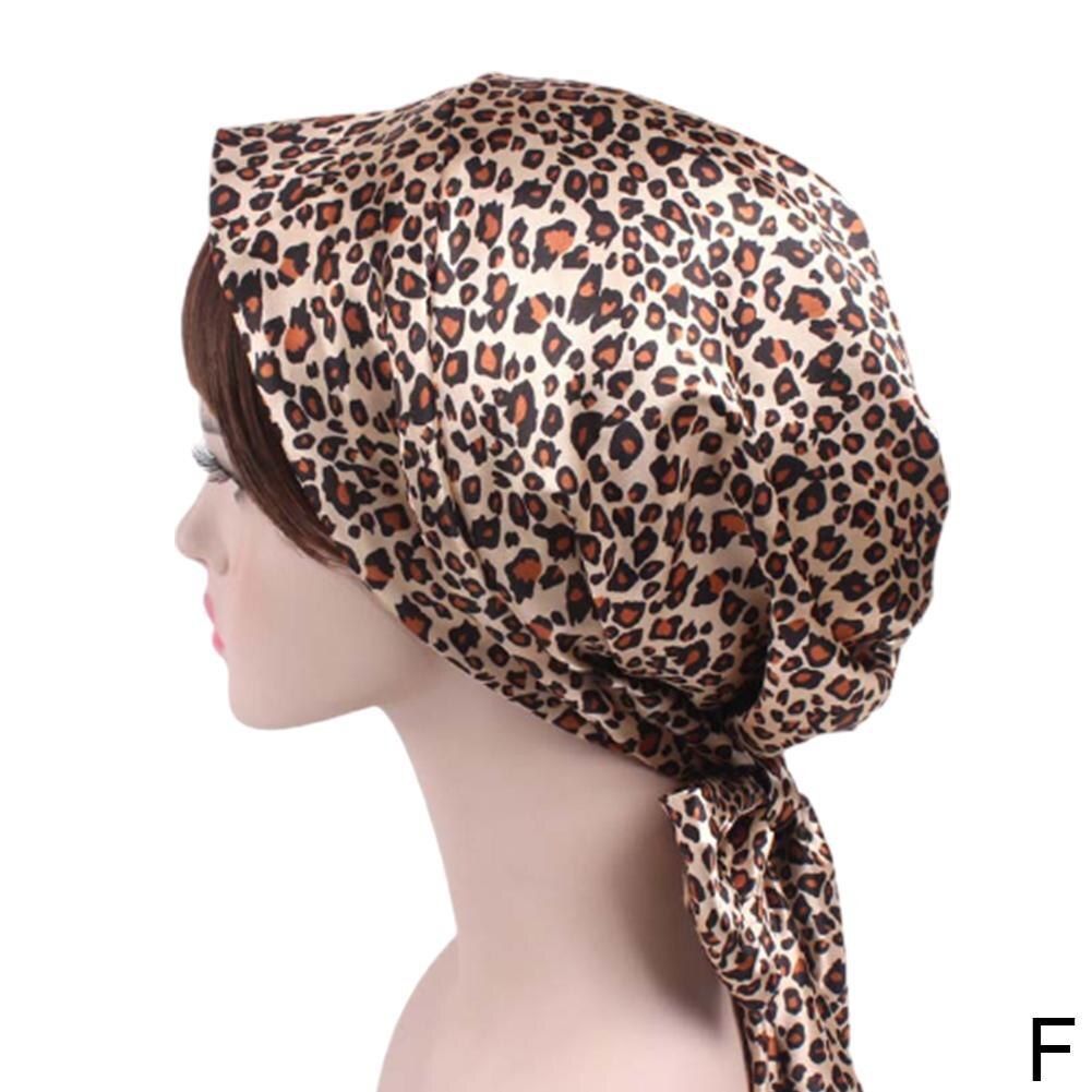 Soft Silk Women Night Sleep Shower Cap Adjustable Ladies Long Hair Care Bonnet Headwrap Hat Durag Soft Satin Hats Accessories: F