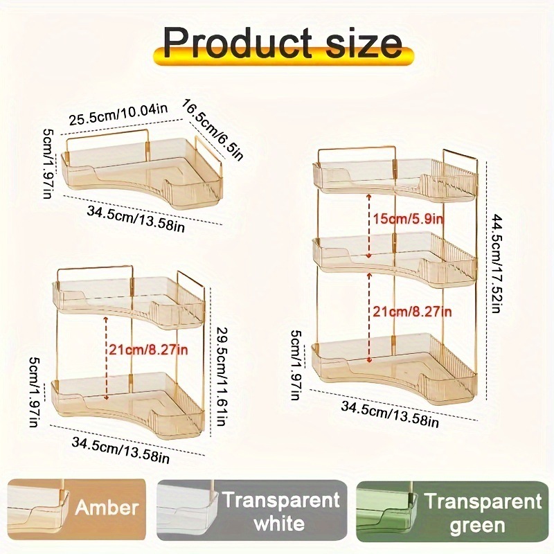 Triangular storage box rack, light luxury corner cosmetics rack, transparent bathroom jewelry rack.