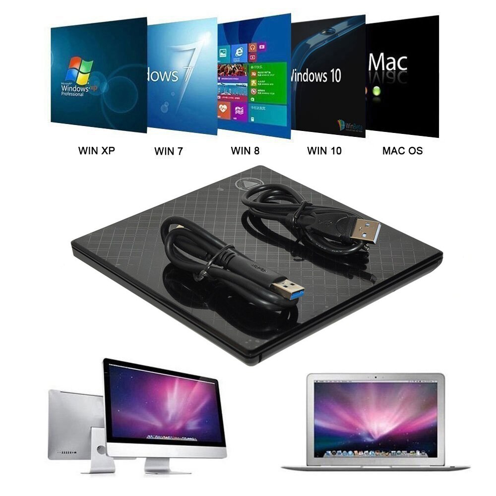 Externer DVD-ROM Optisches Laufwerk USB 3.0 CD DVD Rewriter Brenner Reader für Laptop PC MAC Mobile Recorder Computer/Büro zubehör