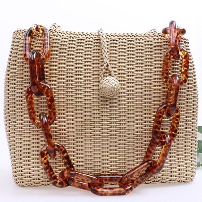 summer Acrylic women handbags strap Thick chain for bags L Shoulder Strap Bag Chains Leopard Plastic Resin Chain: big size 60 cm