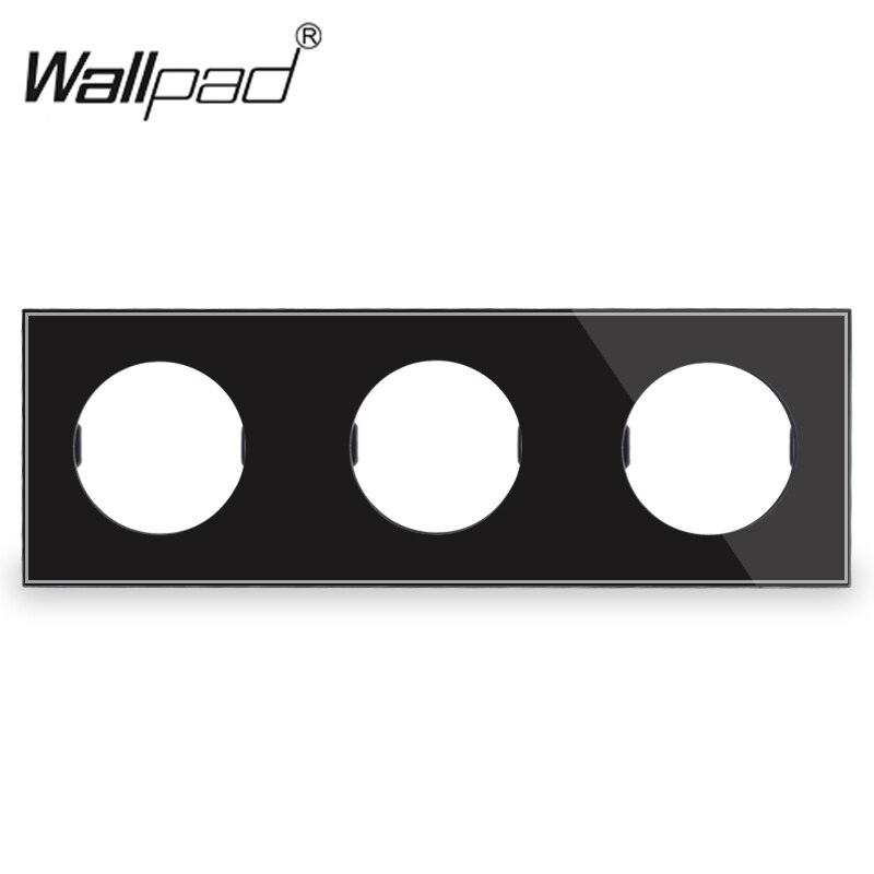 Placa con marco de cristal blanco L6, personalización DIY, Triple 3 grupos, para interruptor de luz de pared L6: Black
