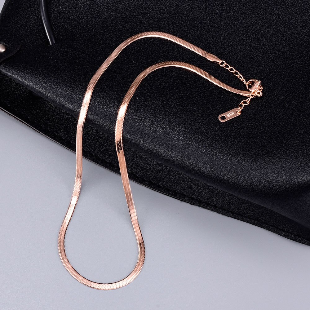 18k Yellow Gold Snake Bone Chain Necklace for Women Clavicle Chain Rose Gold Necklace Valentine's Day Fine Jewelry