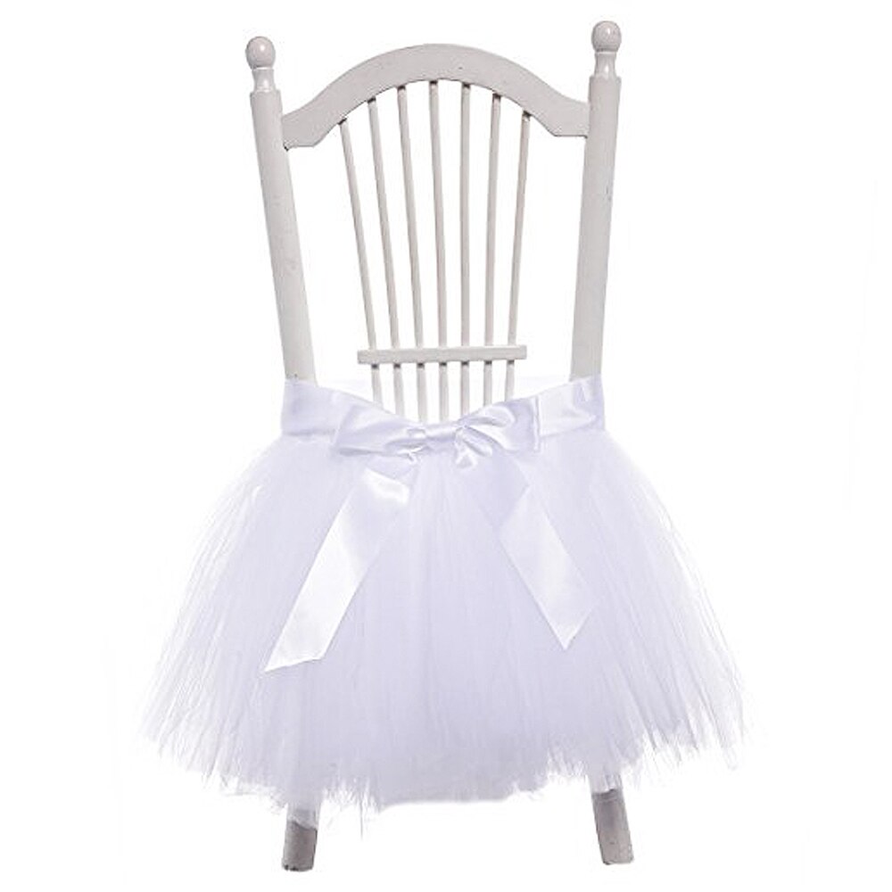 1pc enkle tyl stole nederdel til fødselsdag bryllup stole karm dekoration hotel banket forsyninger 45 x 45cm: Hvid