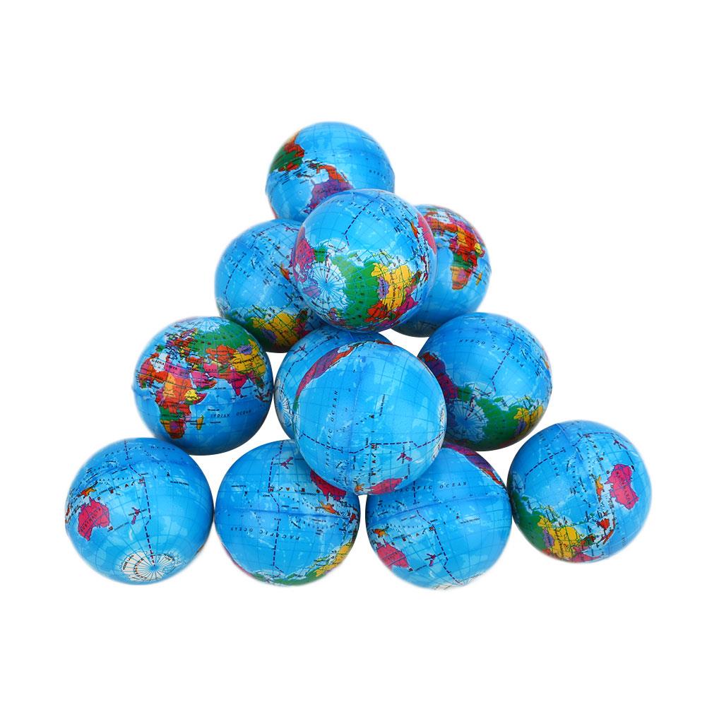Bola de globo terráqueo de 6,3 cm esponja hinchable juguete de prensa elástico colorido divertido