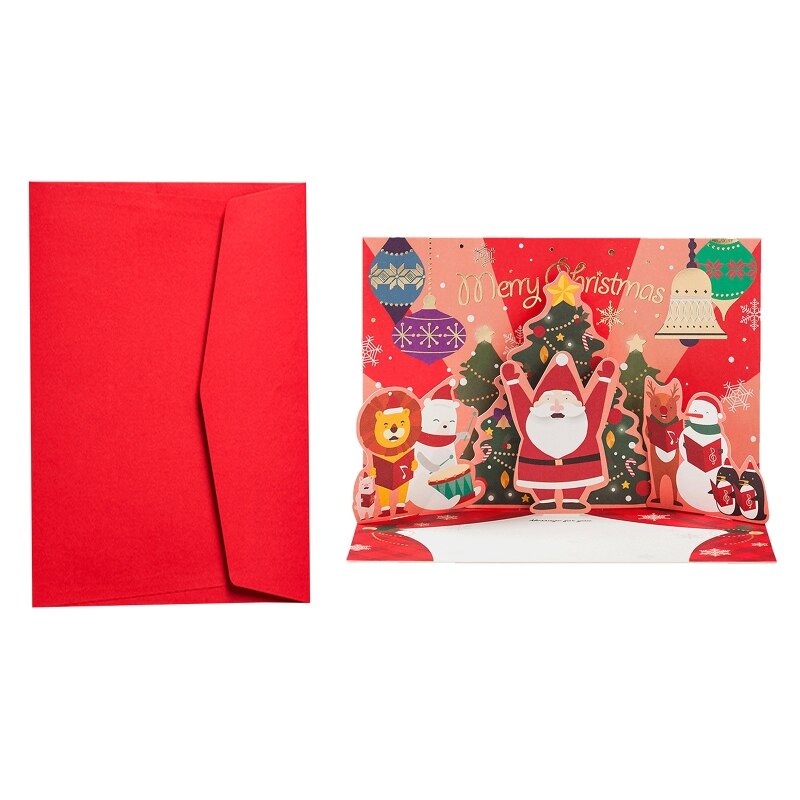 3D up Cards Merry Christmas Origami Paper Cut Postcards Greeting Cards: R