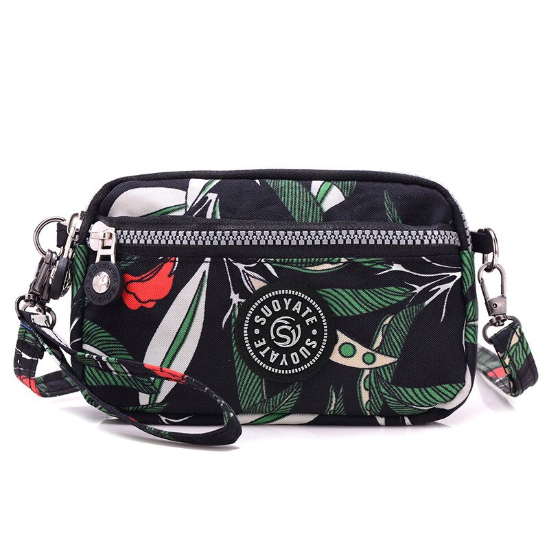 style lightweight nylon cloth bag multi-layer women's messenger bag ladies clutch bag mobile phone bag: 06