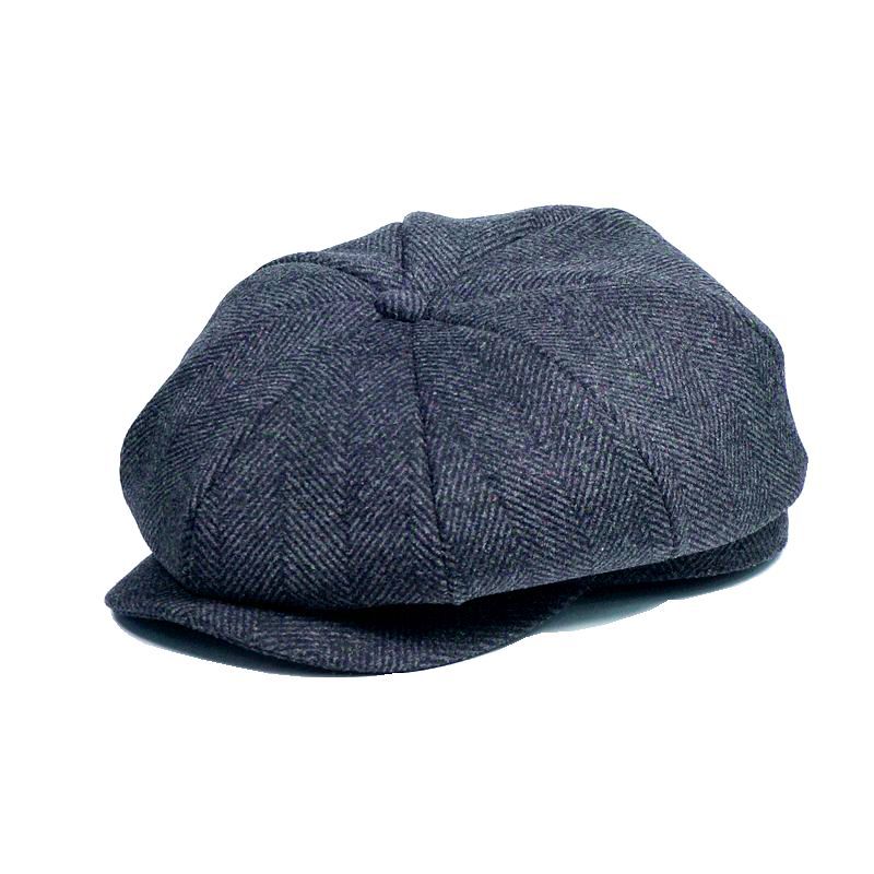 Mand plus størrelse vedbend hat stort hoved mand filt avisdreng kasket far fritid baret kasketter vinter uld flade ottekantede kasketter 55-59cm 60-62cm: Sildebensgrå / 55-59cm