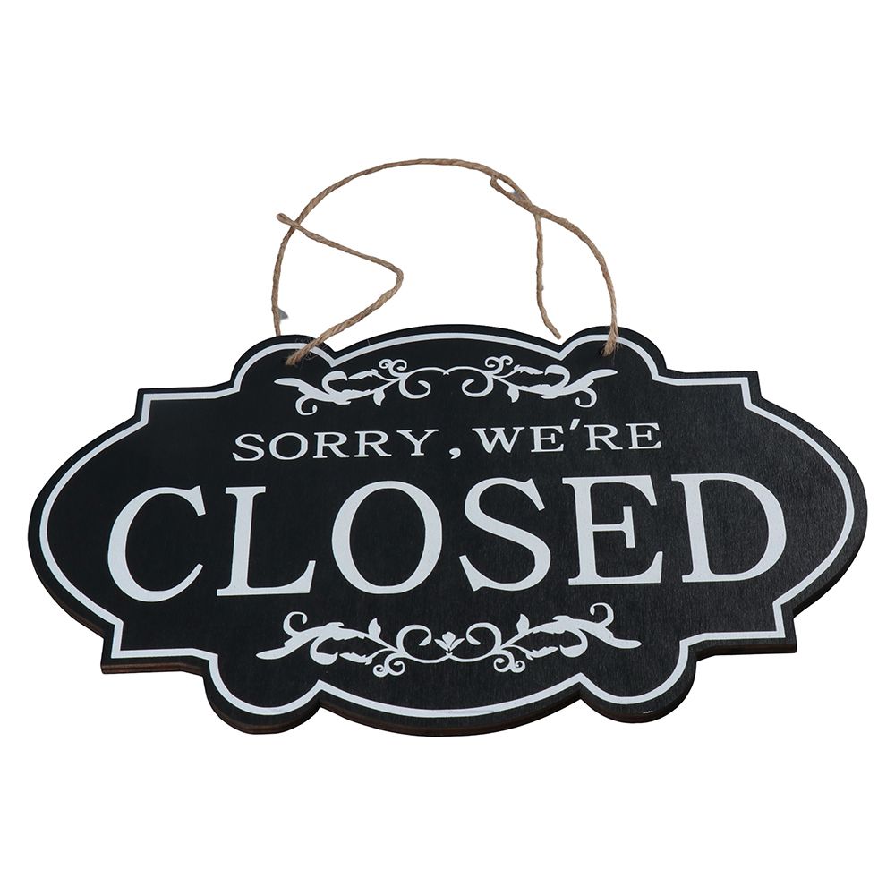 Åpent og lukket forretningsskilt dobbeltsidige tre åpne hengende skilt for restaurant klubb kafé hotell bar butikk