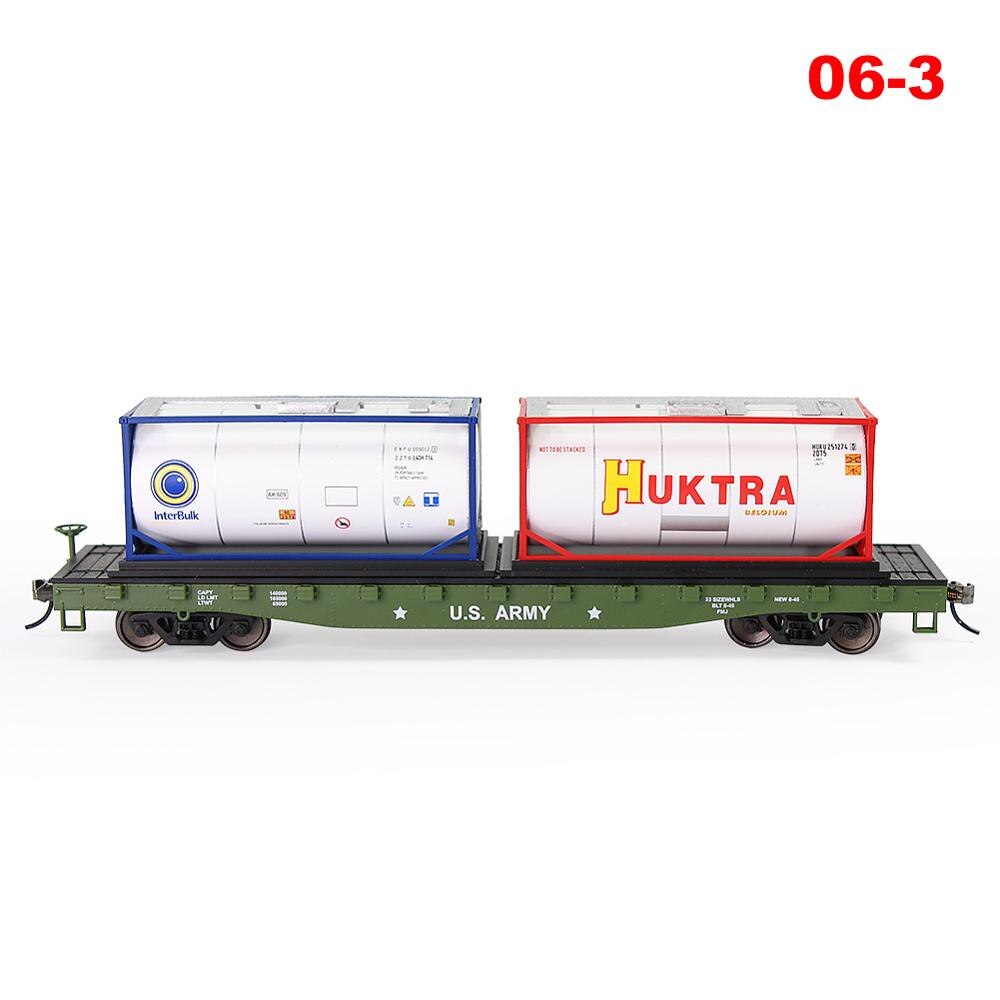 C8741 Model Railway Layout HO Scale 1:87 52ft Flat Car with 40&#39; 20&#39; Container Oil Tanks Lot: 06-3