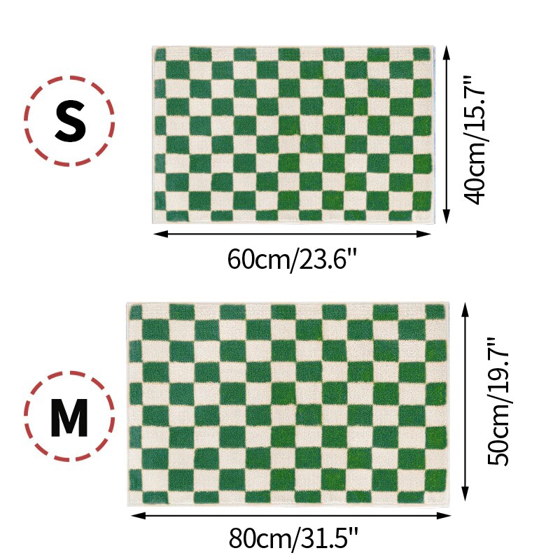 Tapis de salle de bain en damier, épais, antidérapant, absorbant, paillasson d'entrée pour chambre à coucher, décoration de maison, tapis de sol