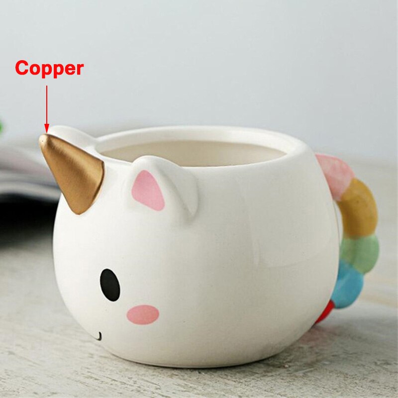 Einhorn Becher 300mL Regenbogen Pferd Einhorn Tassen Tasse Niedlichkeit 3D Einhorn Keramik Kaffee Becher Gold/Kupfer Stereo niedlich Einhorn Tassen: Kupfer Winkel Einhorn
