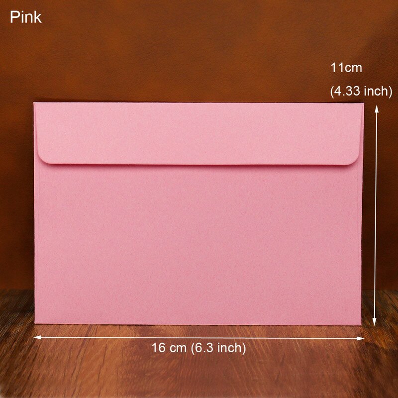 20Pcs Solid Color Envelopes Postcard Package Kraft Paper Bag Brief Style For Wedding Invitations Letters Greeting Cards Valentin: Pink