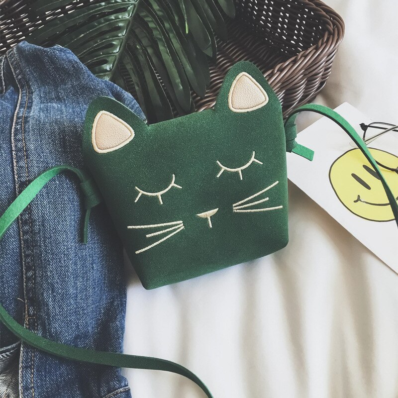 Bolso pequeño de ante de imitación para bebé y gato, bandolera pequeña de ante de imitación, monedero para chica, Mini bolso de hombro: green