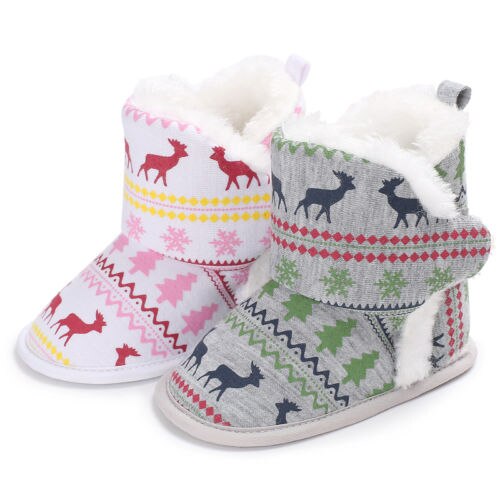 SchöNe Warme Winter Neugeborenes Baby Mädchen Warme Stiefel Kleinkind Hirsch Weihnachten Sanft Krippe Schuhe Schnee Stiefel Turnschuh 0-18 Mt