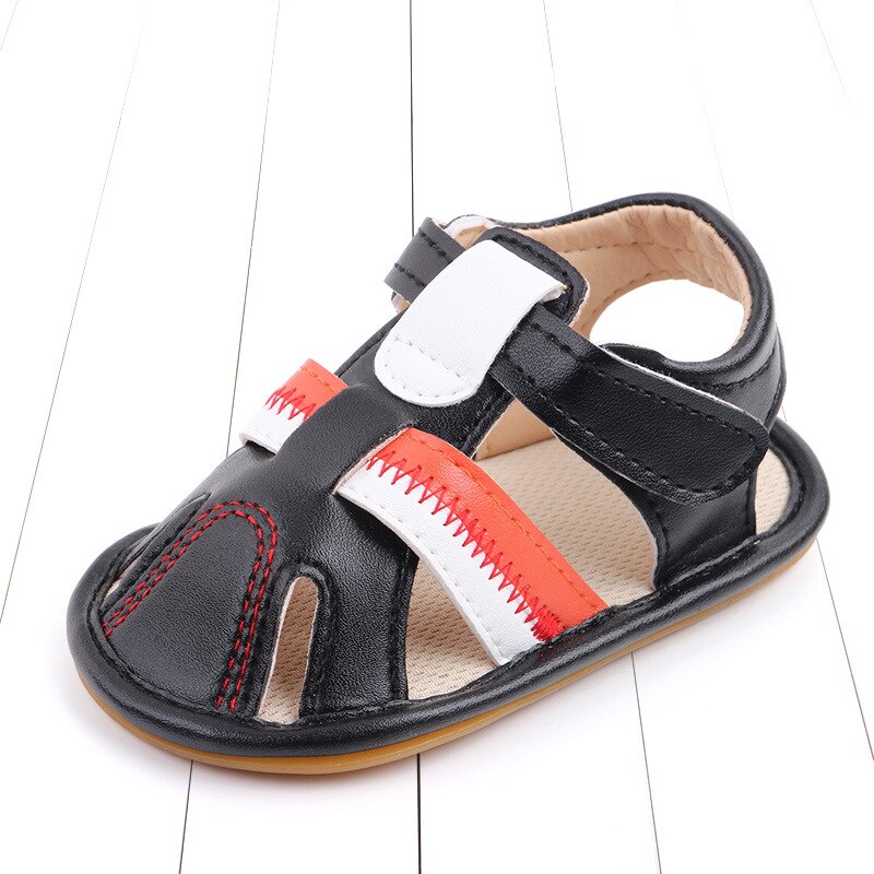 Boys Sandals Soft Leather Closed-Toe Toddler Baby Summer Shoes Boys and Girls Children Beach Shoes Sport Kids Sandals: Black / 13-18 Months