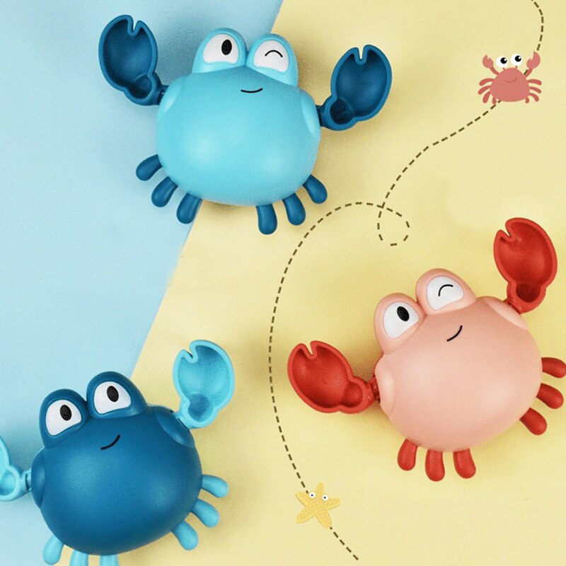 1pcs Summer Swimming Baby Bath Ducks Bathing Toys Chain Clockwork Crab Penguin Whale Water Play Game Bathtub Toys For Kids