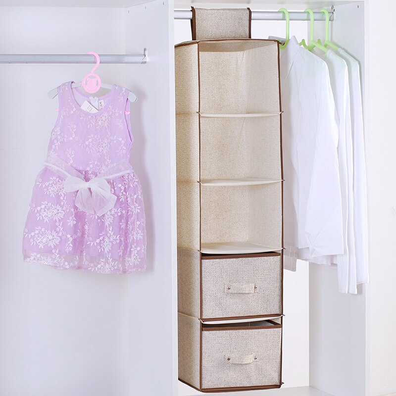 Hanging Closet Organizer Storage 6-Shelf, Easy Mount Foldable Hanging Closet Wardrobe Storage Shelves,Shoes Accessories Storage: 5 shelves27X27X100 C