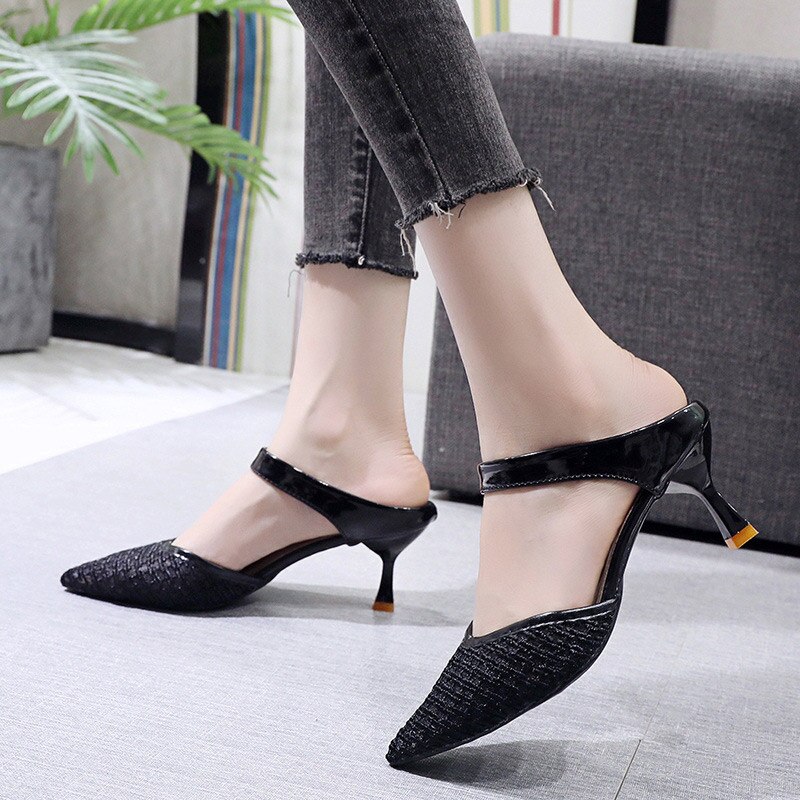 Dames slippers met hoge hak dames slippers dames slippers dames buitenschoenen dames sandalen puntige neus zomer