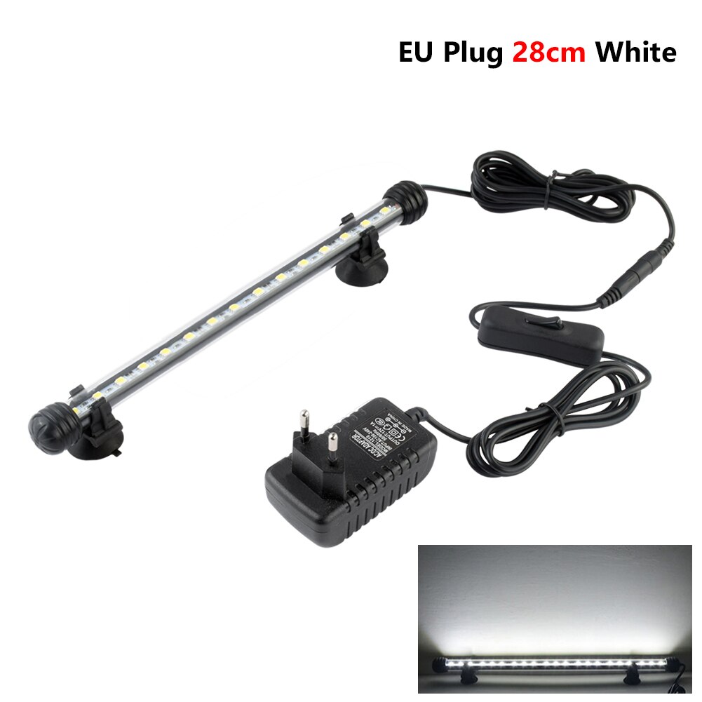 Lampe Submersible US 220V V | Lampe US, V, projecteur d'aquarium, télécommande 19 / 28 / 38/48cm, prise US, éclairage direct: 28CM White