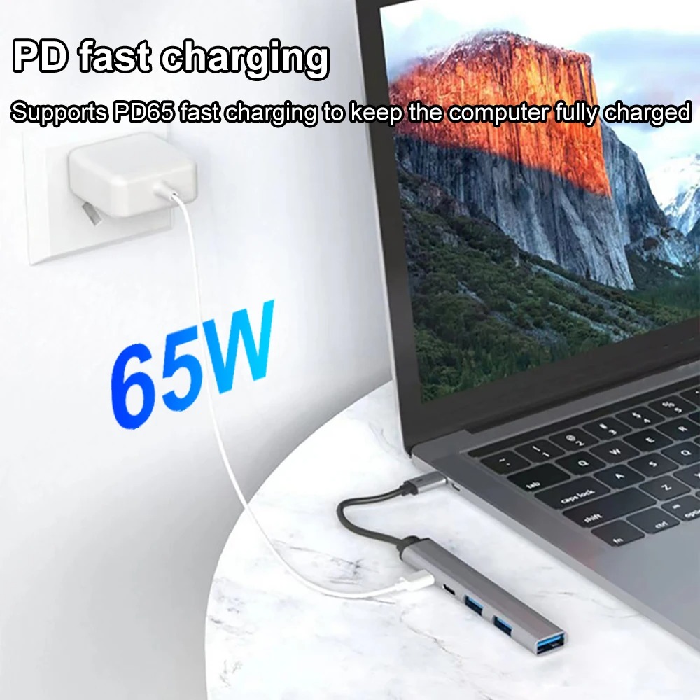 HUB USB C 5 en 2 tipo C a USB 3,0 HUB PD 65W adaptador divisor multi USB OTG para Lenovo Macbook Pro accesorios de computadora