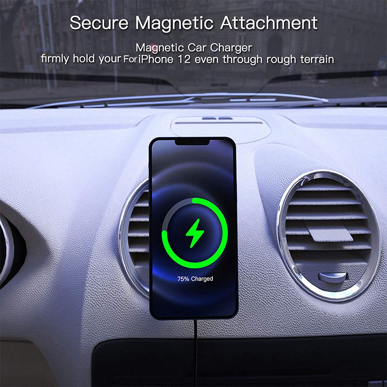 15W Magnetic Car Wireless Charger - Fast Charging Phone Holder for iPhone 12 Series - Air Vent Mount